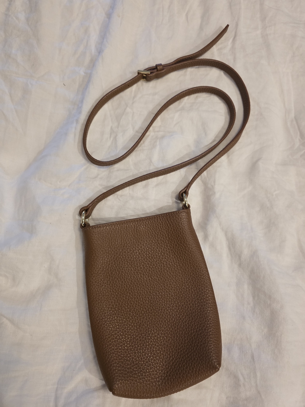 Quince Brown Pebbled Leather Crossbody Bag